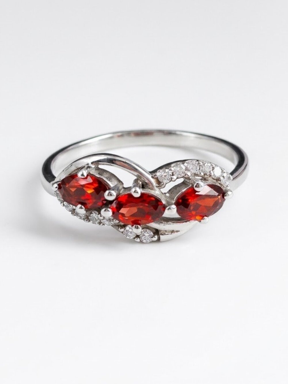 Garnet Diamond accent sterling silver garnet  ring size 8.5 🆕